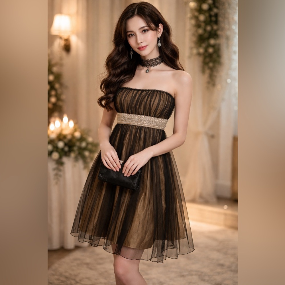 Vintage Whimsy Goth Black Toile Overlay Dress Sz S Fairy 90s USA Made Ethereal